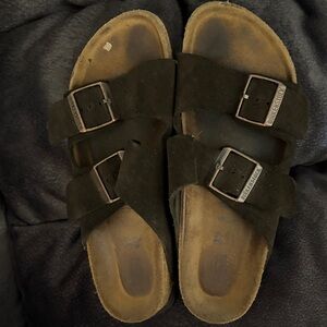 Birkenstock Dark Suede Buckle Sandals
